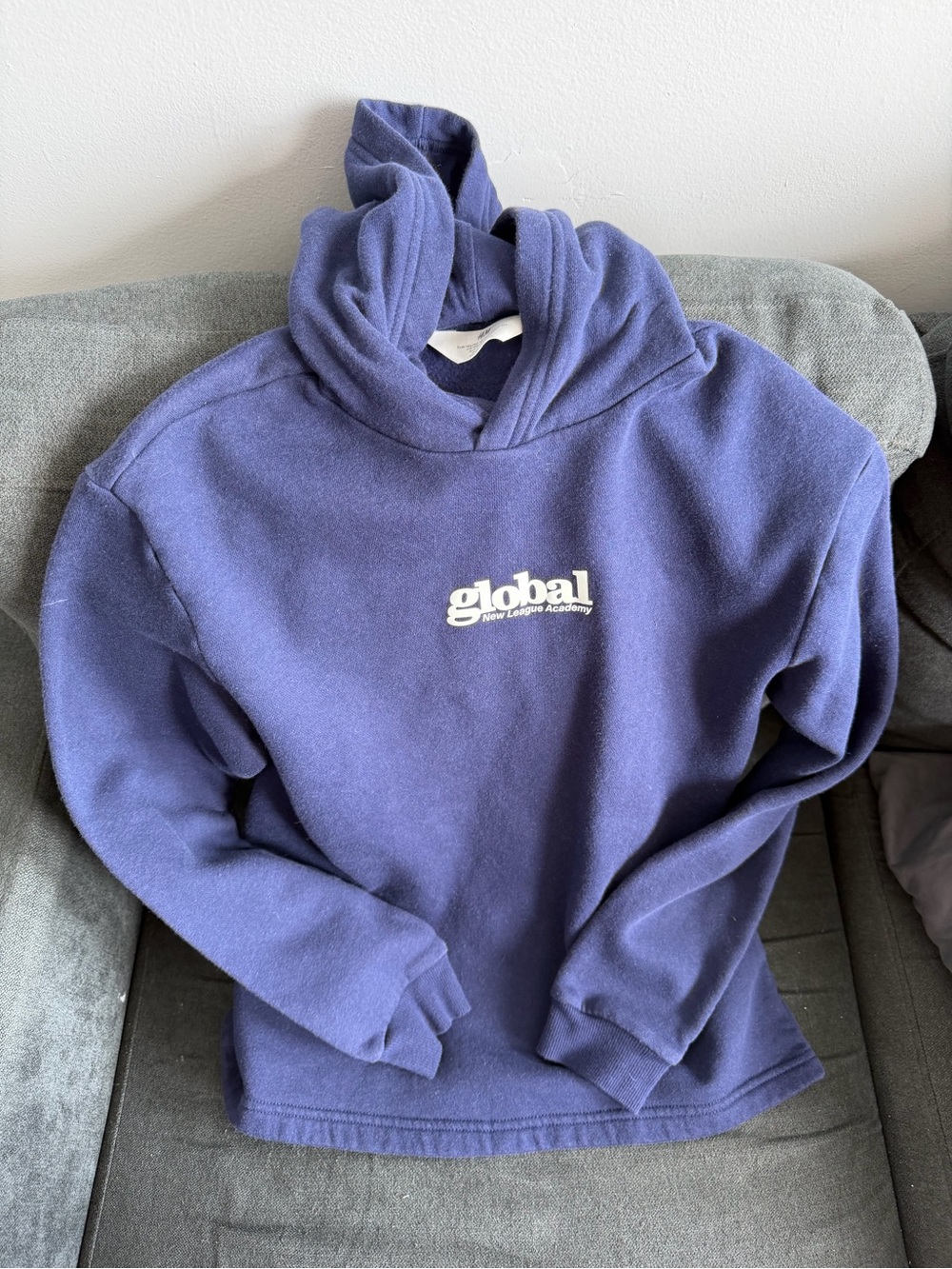 H&M Navy Blue "global" Logo Hoodie